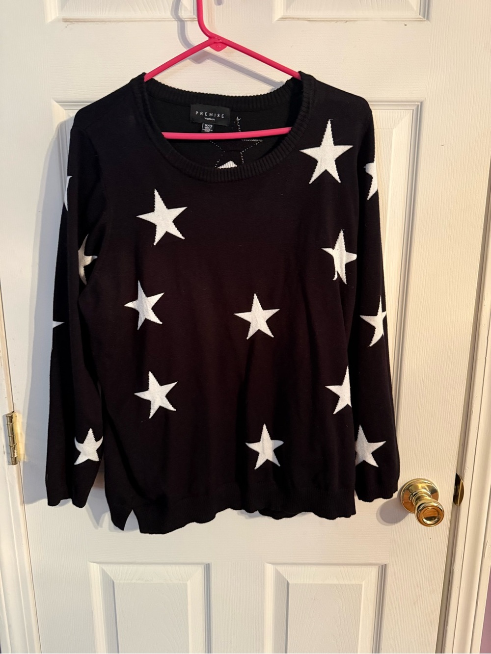 Premise Black Knit Top with White Star Accent